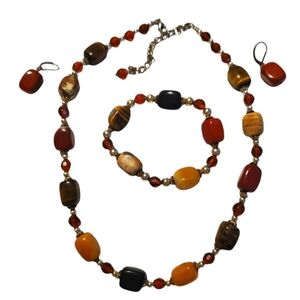 3 Piece Jewelry Set Necklace Bracelet and Earrings